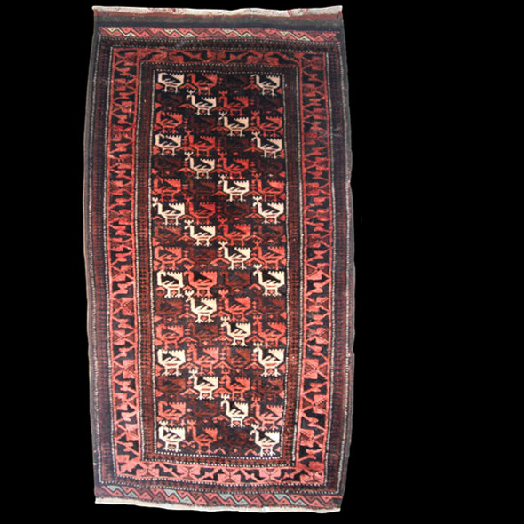 "Peacock" motif, ca 1900, dowry rug (or presentation), NE Persian, Khorassan, Torbat-e-haidari area, Size: 1' 6" x 3' For more information or to buy this rug contact: 210-222-0202 · galerieturkmen@gmail.com Please include this item number: #208